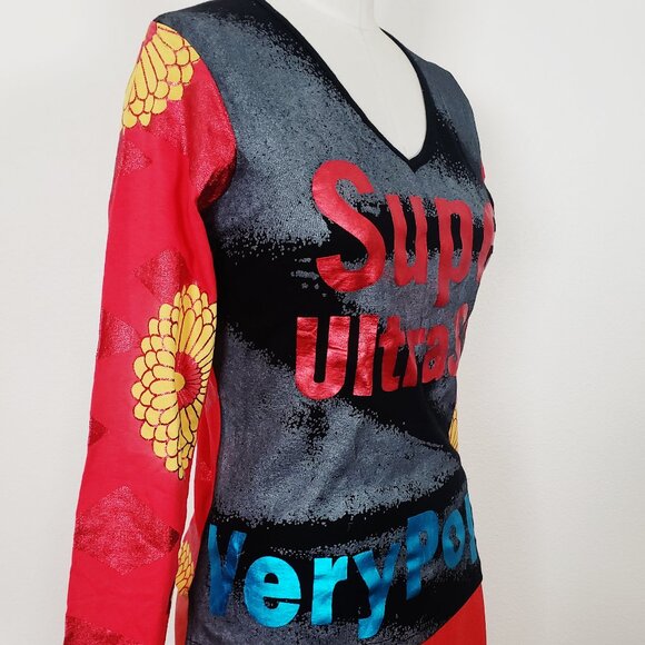 Rare Custo Barcelona Y2k Sz 2 Pop Long Sleeve Neiman Marcus PoP Art Japanese - Picture 2 of 7